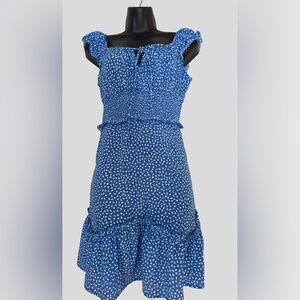 YOBECHO Womens Summer Ruffle Sleeve Sweetheart Neckline Printing Dress Mini Dres